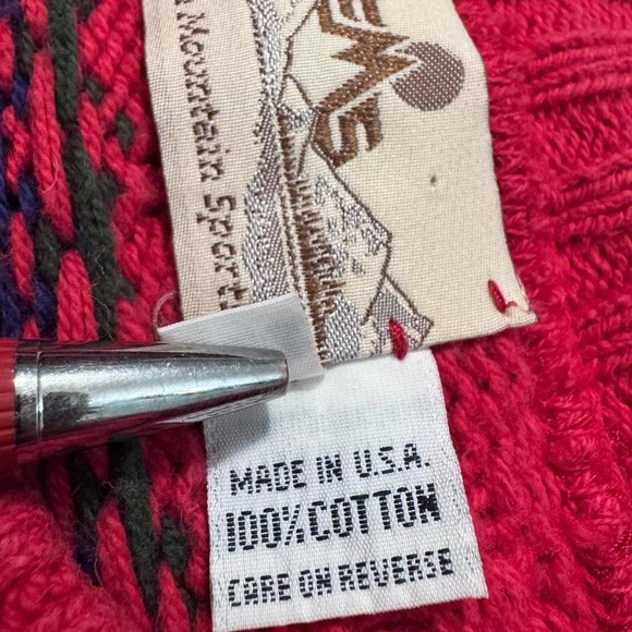 Vintage Eastern Mountain Sports EMS fair isle heavy sweater red L mens made USA - Picture 4 of 7
